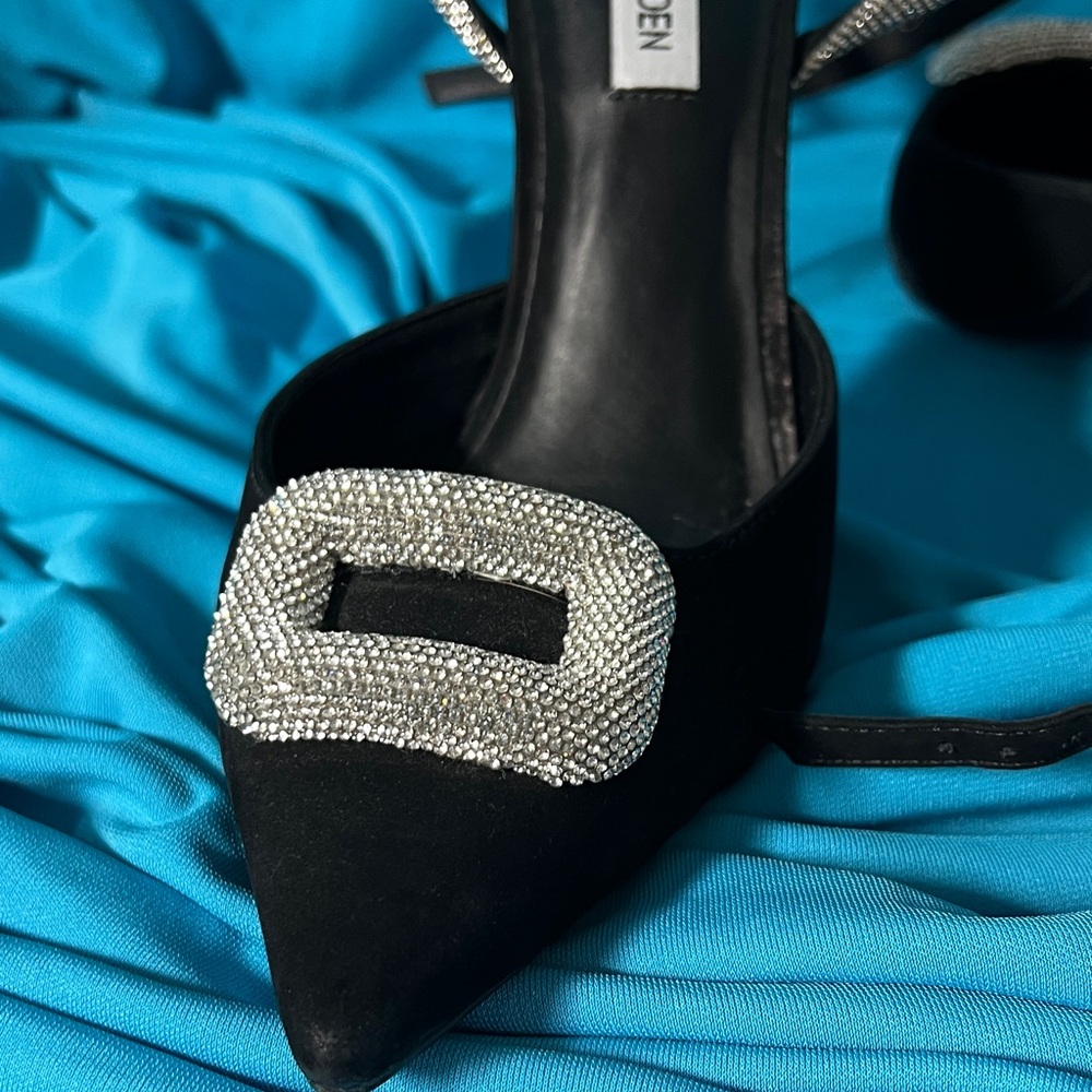 Steve Madden Black Heels with Silver Buckle - Picture 12 of 13